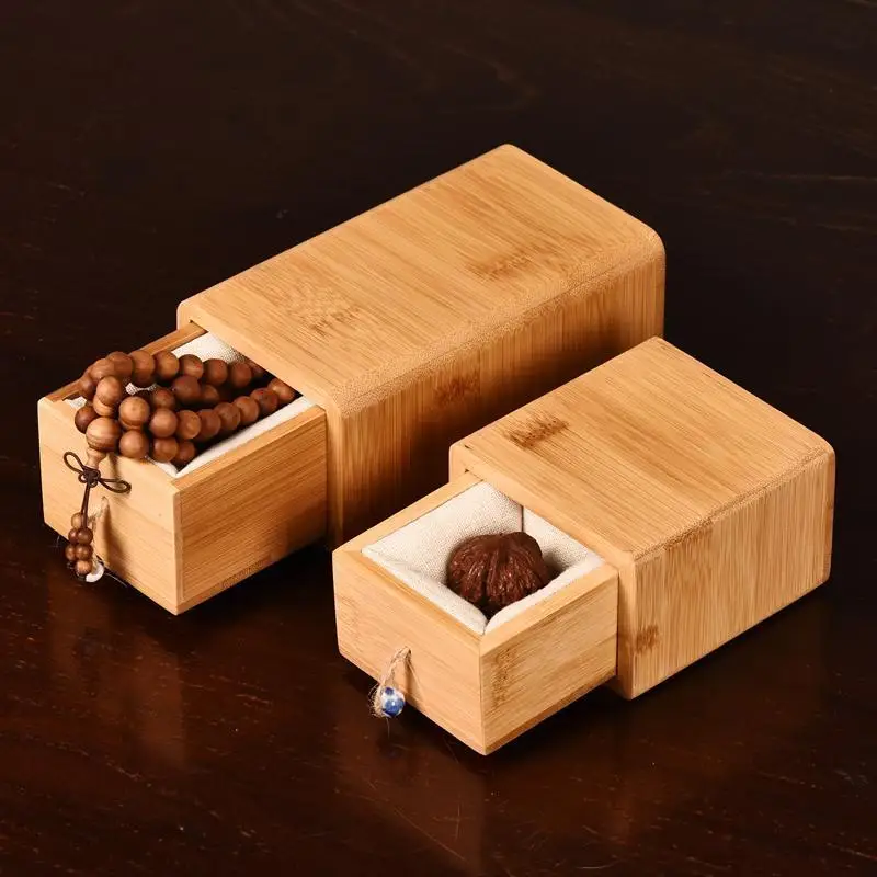 Walnut necklace jewelry packaging box, bamboo gift box, high-end jade lipstick small accessory storage empty box gift box