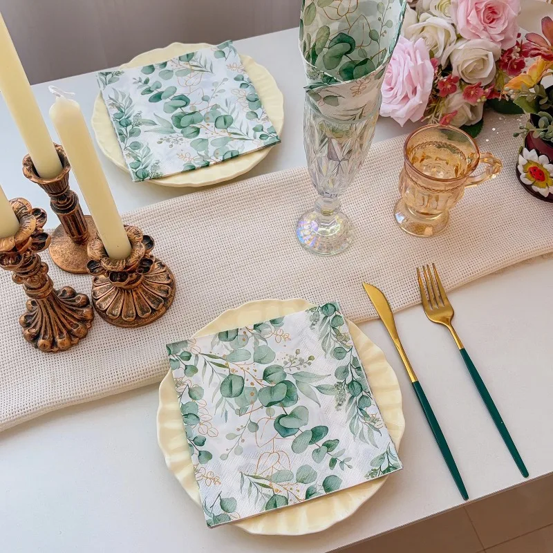 10/20pcs 33 * 33cm 2Ply New Eucalyptus Napkins Party Table Decoration Paper Disposable Placemats DIY Decoupage Paper