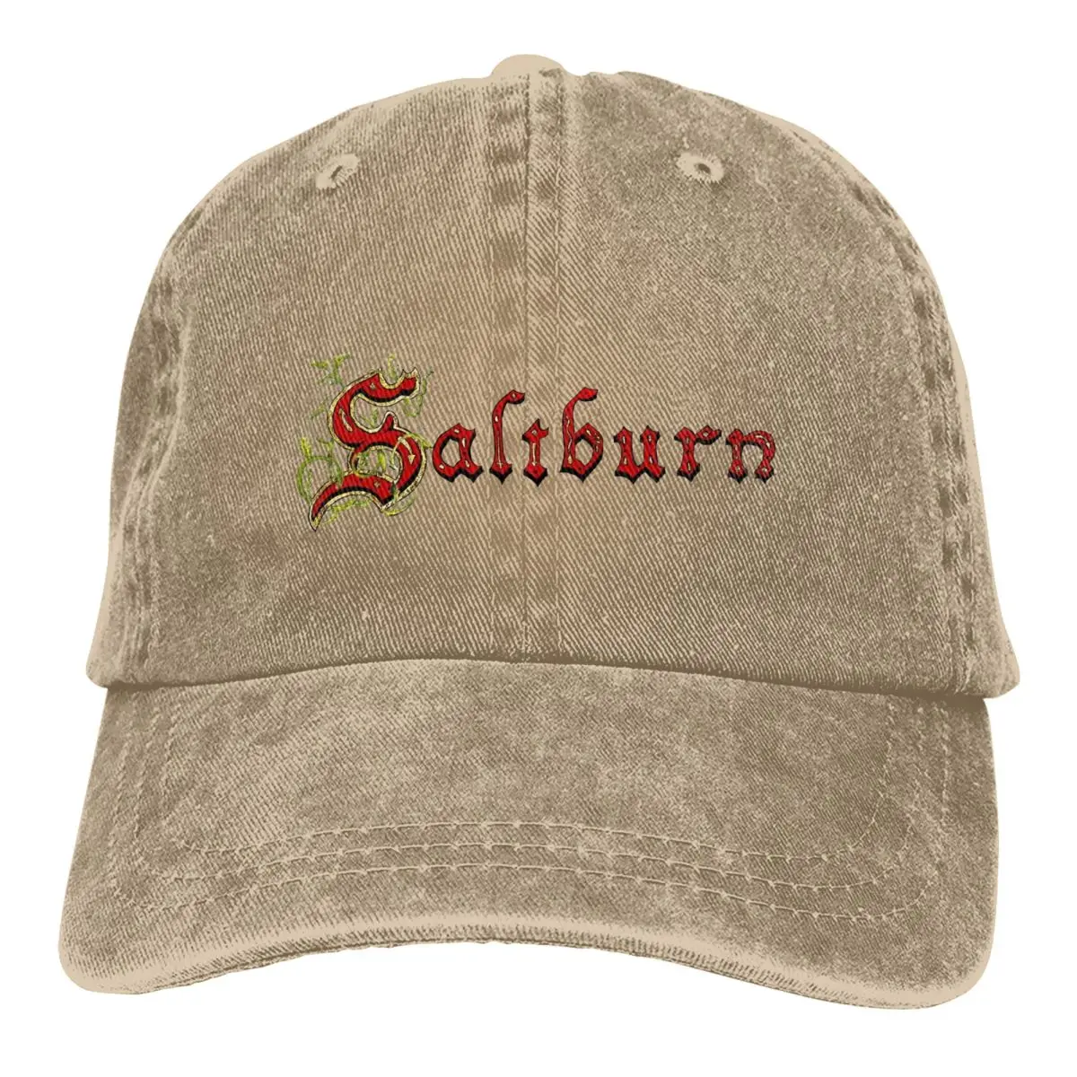 

Saltburn Movie Letter Logo Trucker Hats Merch Retro Distressed Cotton Snapback Hat For for Men Women Adjustable