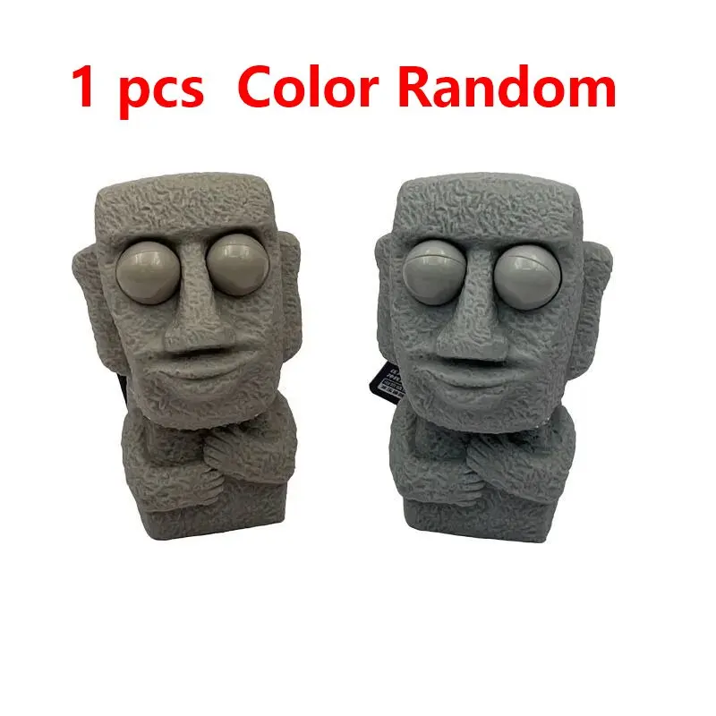 Stone Man löst Stressspielzeug langsam zurück, weiche Moai-Statue, Squeeze-Augen, interessanter Ausdruck, entspannt Stress, Geschenk für Kinder