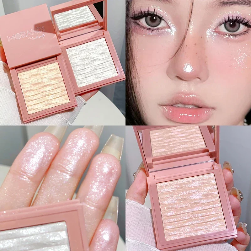 Pink Highlighter Powder White Makeup Contour Shading Glitter 3D Gold Illuminate Bronzer Palette Face Body High-gloss Beauty Tool