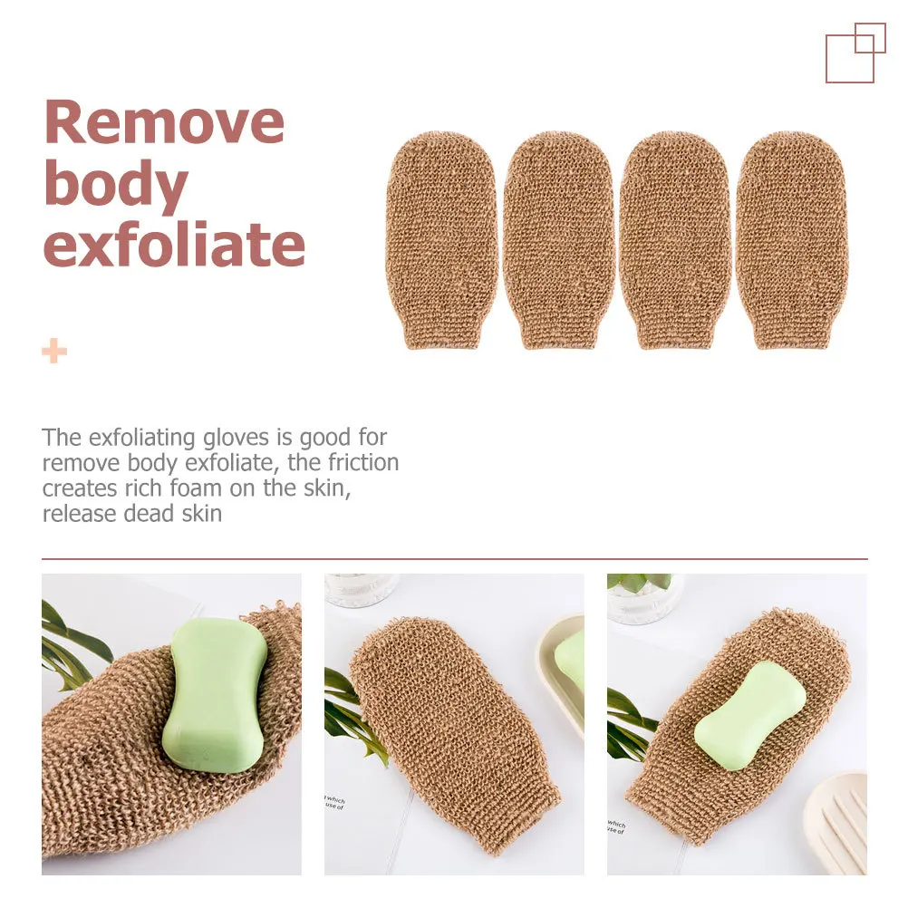 4 pçs luvas de banho purificador luvas de esfoliação eficiente para o corpo rosto volta pé lavagem higiênica reutilizável chuveiro banho Essentials