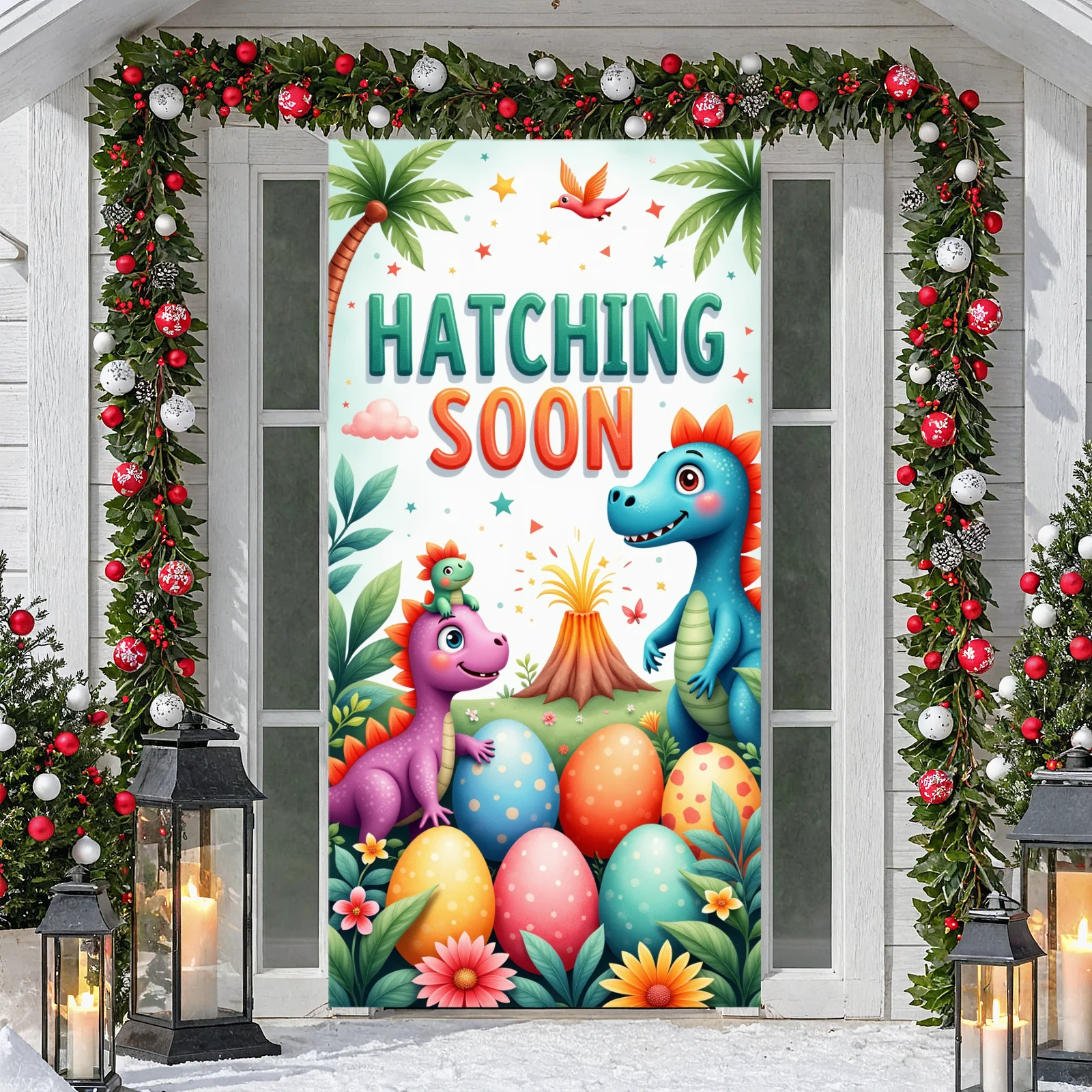 Dinosaur Egg Backdrop Cute  Prehistoric Background Dino Backdrop Floral Decor  Dino Display For Birthday Decoration