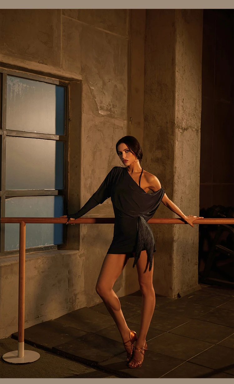 Zym فستان رقص اللاتينية فستان اللاتينية فستان التانغو الأسود رومبا تشاتشا أبيض أسود فساتين اللاتينية امرأة الظهر قطع 25082