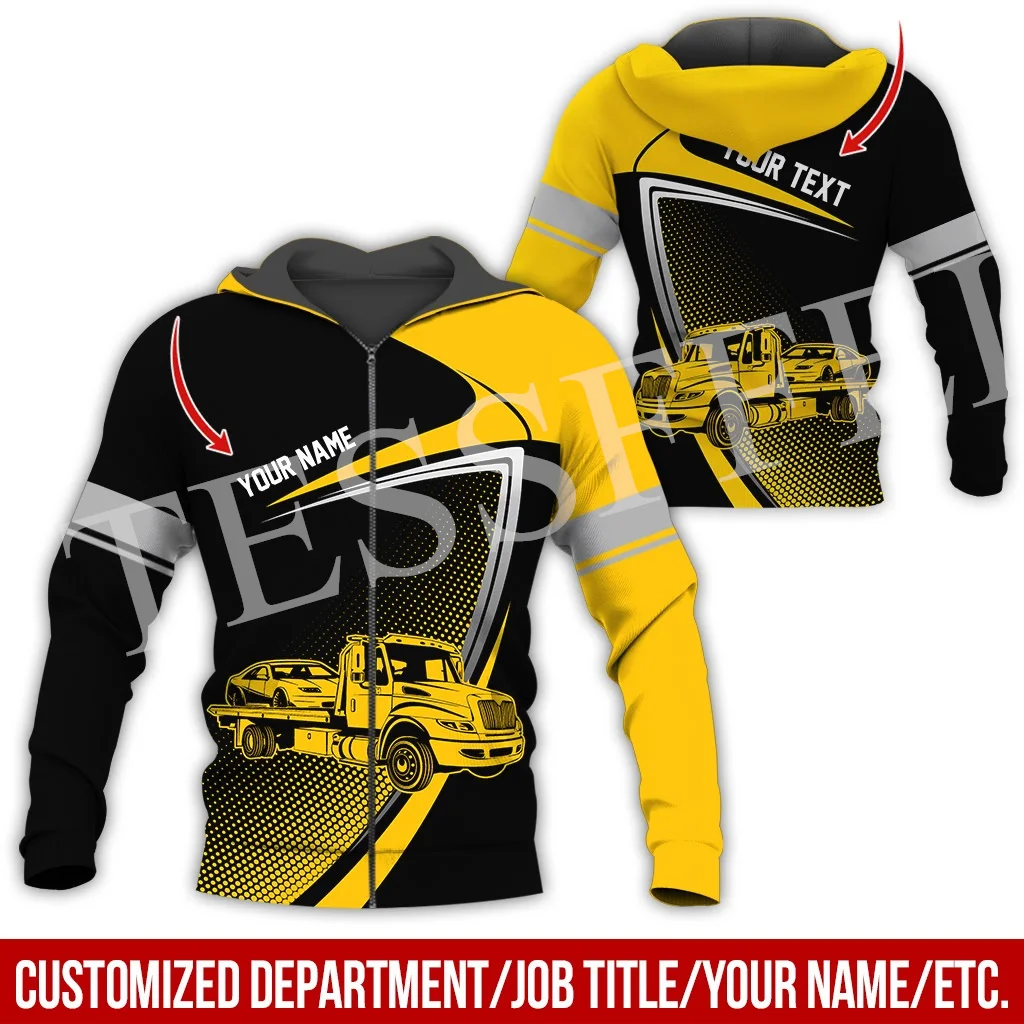 Custom Name Cosplay Tow Truck Driver Trucker Worker Retro Tracksuit 3DPrint Harajuku Casual Pullover Jacket Vintage Hoodies X24