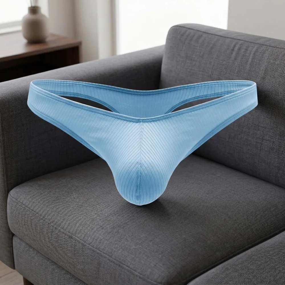 Soft Low Waist Men Thongs Underpants Solid Color Men's Panties Thread Pattern Underwear Male Briefs Men