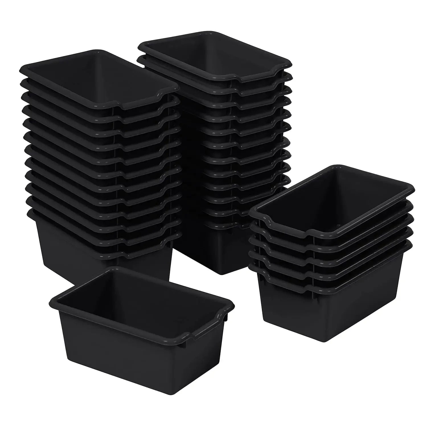 Scoop Front Storage Bin, Multipurpose Organization, Black, 30-Piece