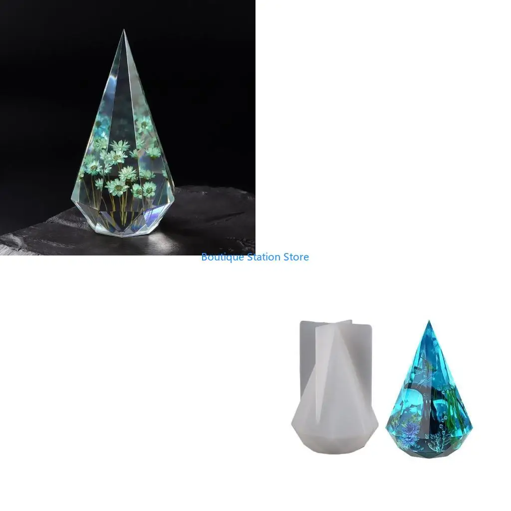 Y55F Pyramid Epoxy Resin Mold Diamond Shaped Ring Holder Silicone Mold DIY Plaster Craft Table Ornament Tool Mold