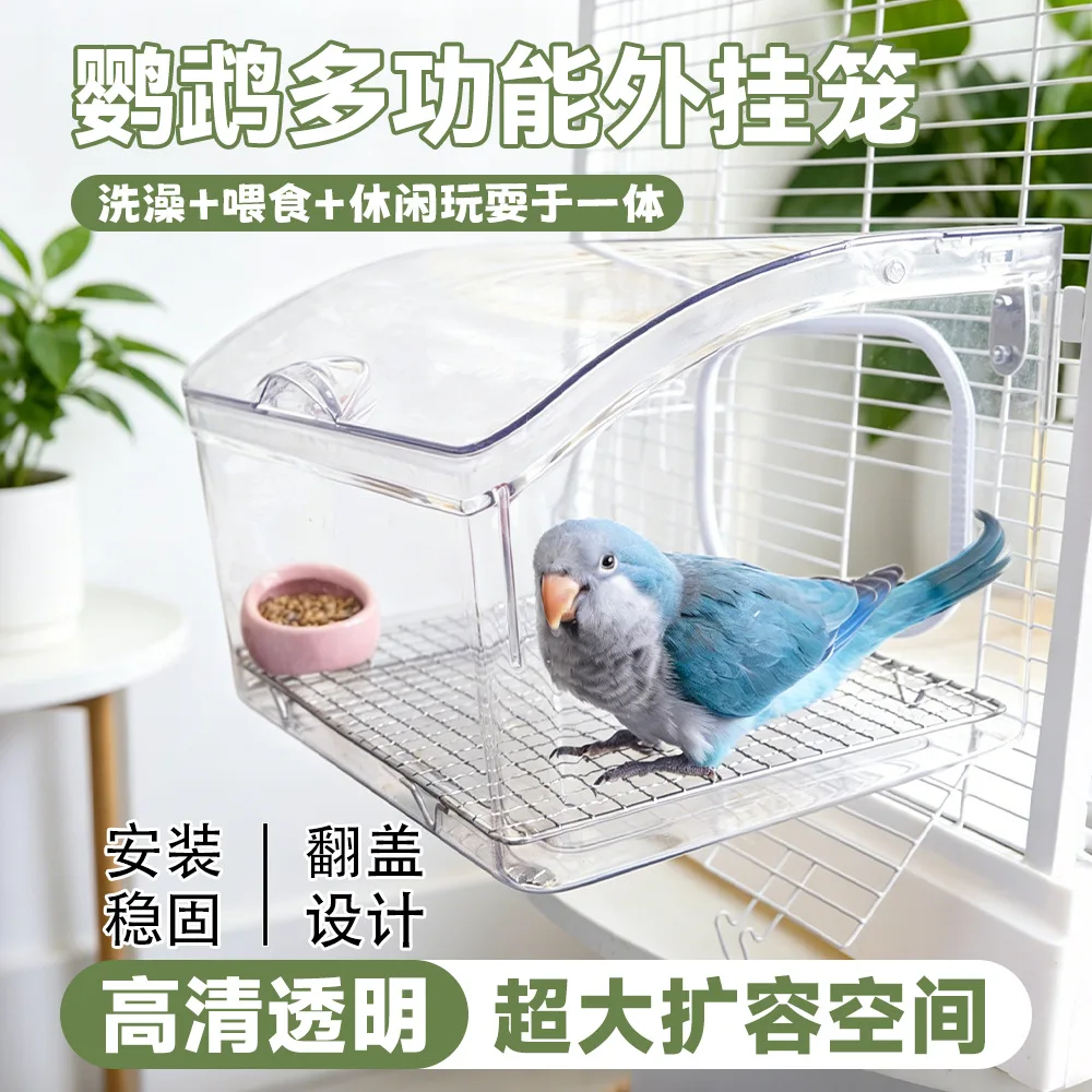 Transparent Parrot Acrylic Birdcage Portable Handheld Cage For Budgies Lovebirds And Cockatiels Ornamental Take Out Birdcage