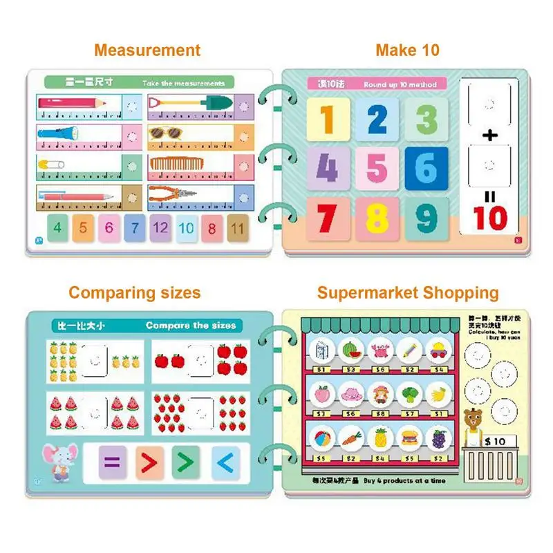 Montessori Sensory Book Quiet Activity Book Learning Animal Number Matching Puzzle 3-6 Years Old Sensory Learning Materials