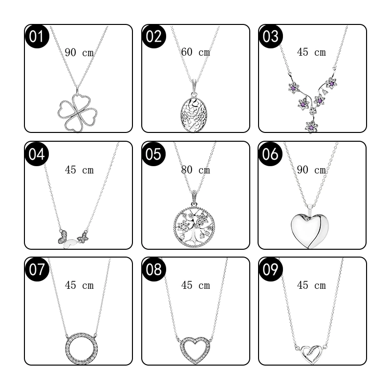 Silver 925 Chokers Pendants Necklaces For Women Jewelry Ribbon Love Heart Daisy Flower Butterfly Family Tree Link Chain Colliers