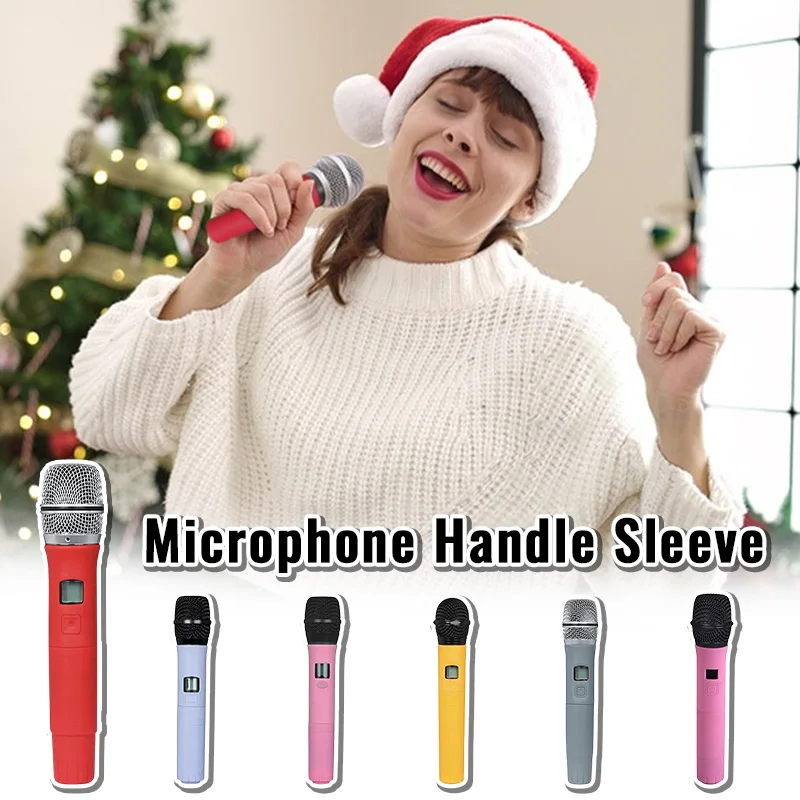 Wireless Microphone Handle Cover Silicone Anti-Drop Anti-Roll Anti-Slip Mic Protective Case for KTV DJ Device Stage Accessories