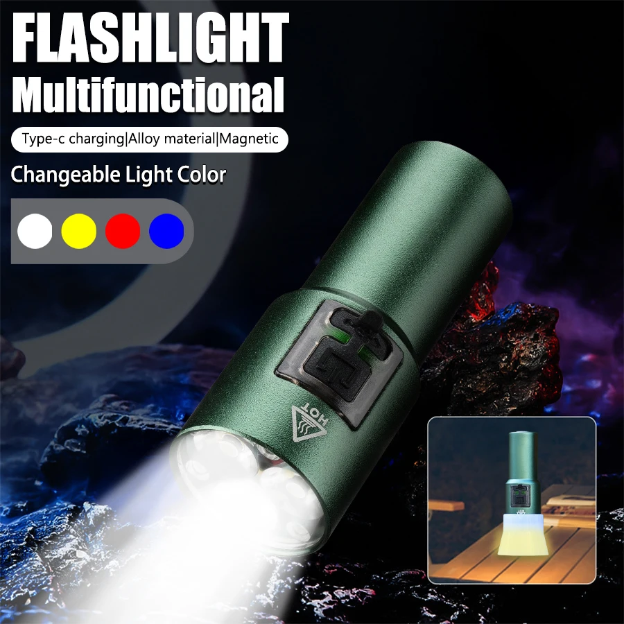 

3 LED Super Bright Flashlight Mini Strong Light Usb Charging Tail Magnet Outdoor Portable Torch Emergency Lighting BL-F36-A