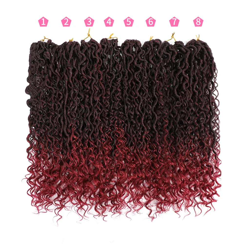 1/8 팩 곱슬 가발 크로셰 헤어 여신 스타일 크로셰 헤어, 히피 스타일, 보헤미안 스타일 합성 브레이드 헤어 익스텐션