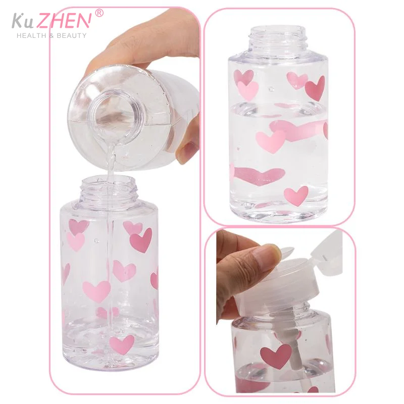 Kunststoff Bogen Herz Presse Pump Flasche Nachfüllbare Spender Flaschen Leere Flasche Zubehör Reinigung Öl Nagellack Entferner