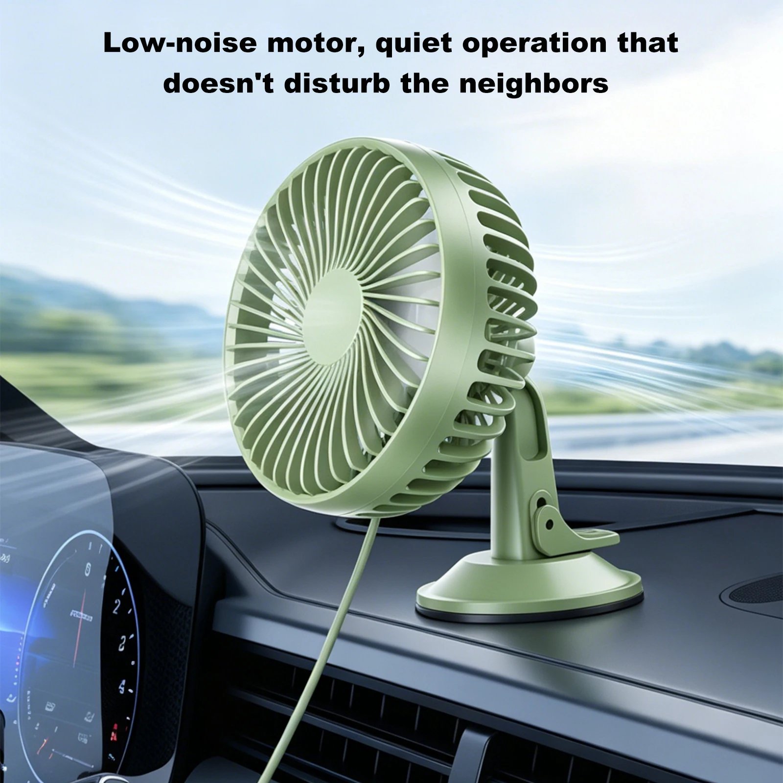 12V/24V Mini Portable Desktop Table Fans 3 Speeds Control Car Dashboard Electric Fan Quiet Operation Multi-Angle Adjustable view 3