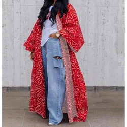 Summer Cover-Ups 2025 Women V Neck Jackets Print Floral Beach Long Maxi Swimwears Elegant Coat Boho Loose Cardigans Swimwears