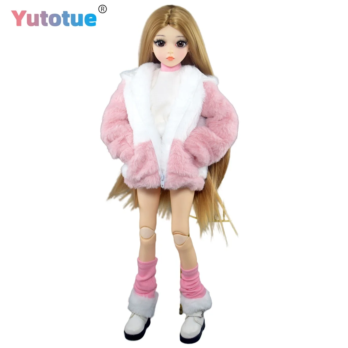 

YUTOTUE 1/3 BJD Doll Toy 60cm Height Female Doll Toy 18 Joints Body with Straight Hair Clothes Shoes Full Set