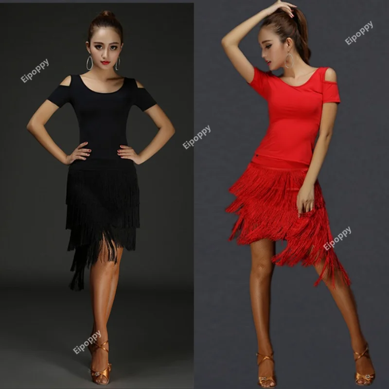 

2024 Sexy Women Latin Dance Skirt Ballroom Salsa Tango Samba Training Irregular Fringed Tassel Skirt Female Adult Dancewear