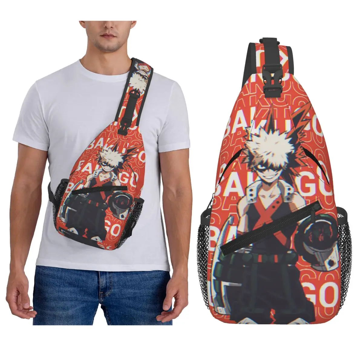 

Bakugou Katsuki Logo X Boku No My Hero Academia Нагрудная сумка Мужской рюкзак через плечо Нагрудная сумка Походный рюкзак Сумка на плечо