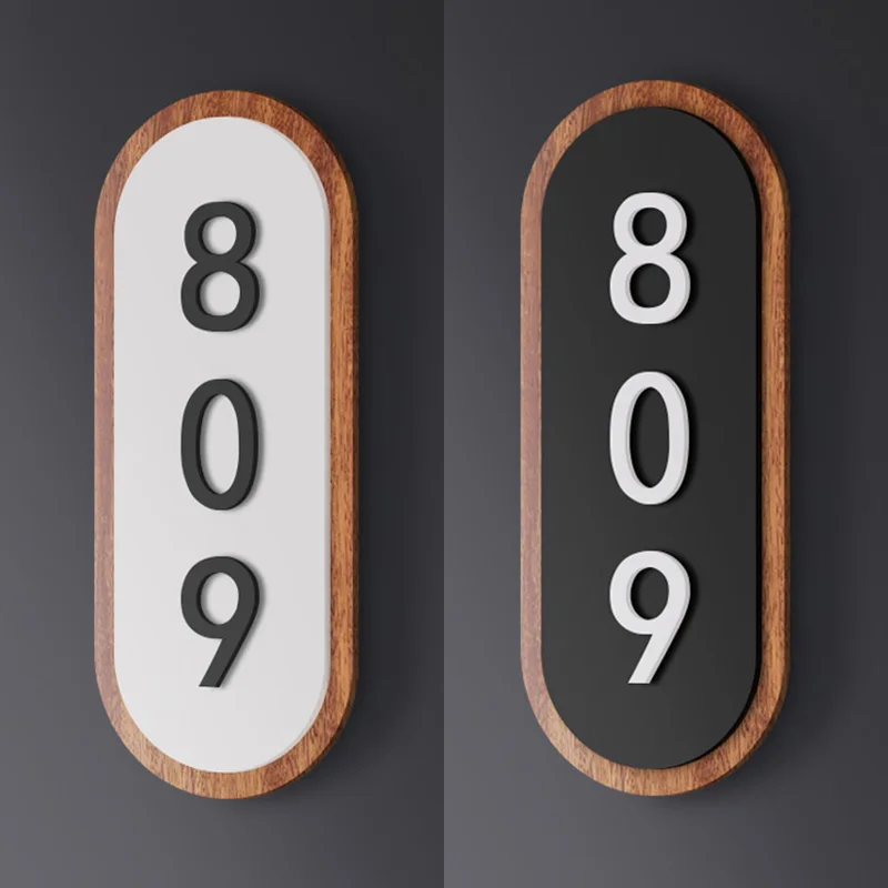 Acrylic Door Plate with Sticker or Magnet Customize 3D Laser Cut House Number for Home Villa Shop Store Office Apartment Hotel