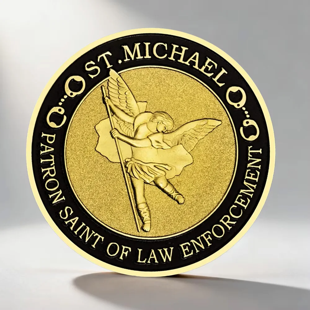 Patron Saint of Law Enforcement Police Souvenir Coin ST. Micheal Law Enforcement Prayer US Golden Plated Commemorative Coin