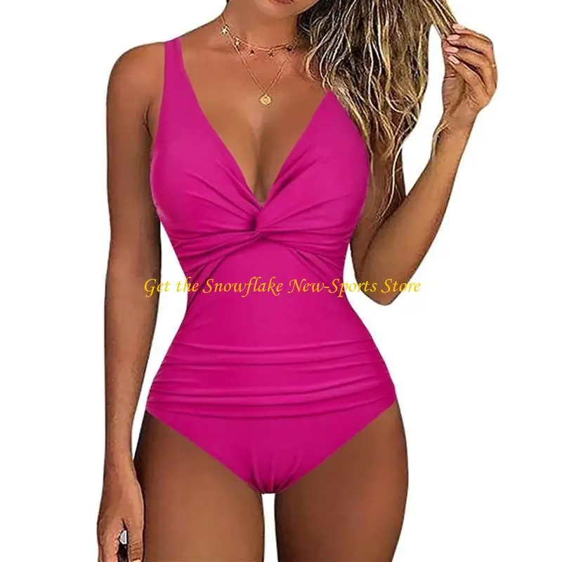 E56D ชุดว่ายน้ำชิ้นเดียวสตรีบิกินี่หลังสวย Beachwear ชุดว่ายน้ำกลวง