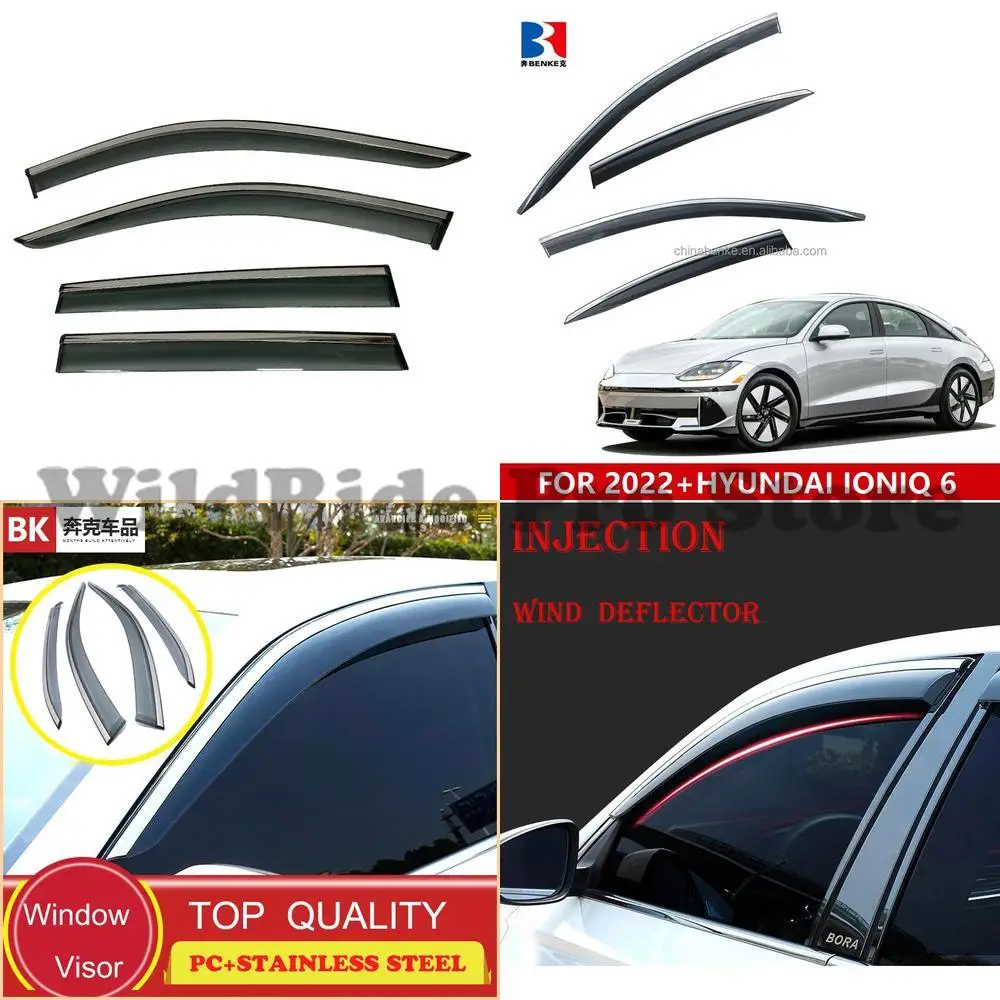 

1 комплект для защиты от дождя для Hyundai IONIQ 6 2022, дверной козырек, оконный козырек, вентиляционный дефлектор, автомобильный дождевик