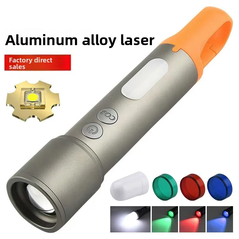 Lanterna multifuncional portátil LED externa de alta potência: tipo C recarregável, corpo em liga de alumínio, com gancho traseiro