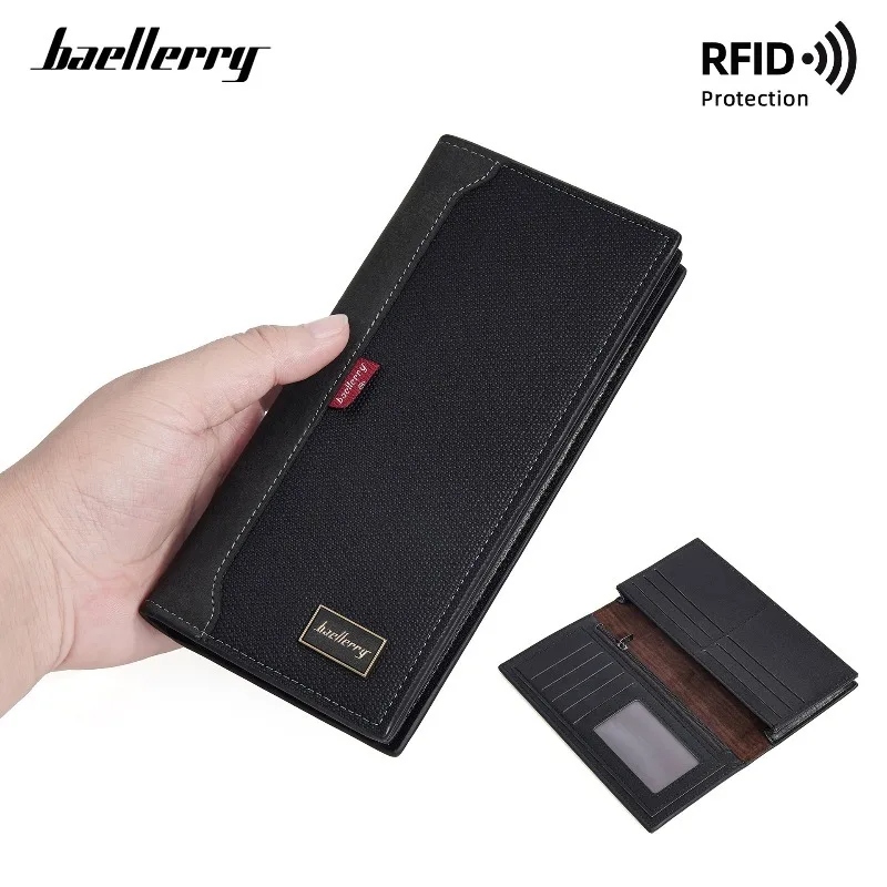 Baellerry RFID Blocking Men's Business Long Wallet Multi-Function Large Capacity Clutch Coin Purse with Multi-Slot Card Holder