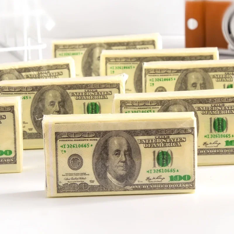 

100$ Dollars Napkin US Dollar Bill Money Paper Towel Party Tricky Gift 9pc Disposable Napkins Wedding Party Birthday Decoration