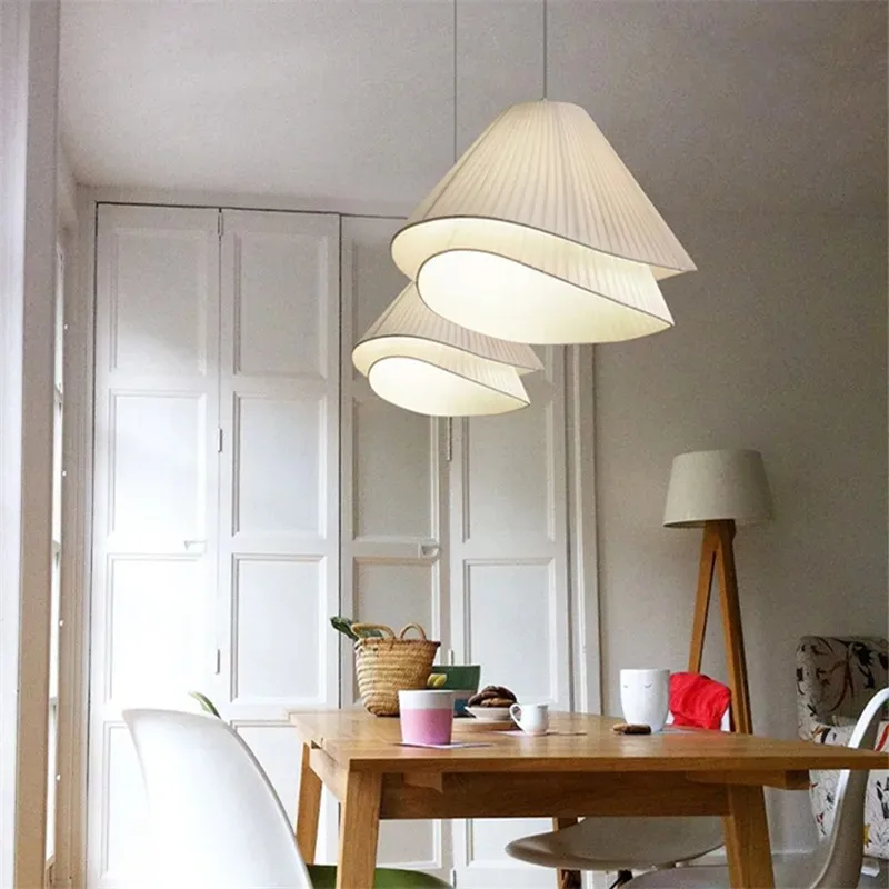 

Lia Pendant lamp Nordic white fabric pendant light for Living Room Bedroom Restaurant Minimalist flower Cloth Chandelier
