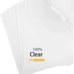 10 Sheets 100% Transparent Vinyl Sticker Paper A4 Label Sticker for Inkjet Printer No Waterproof DIY Clear Glossy Adhesive Paper