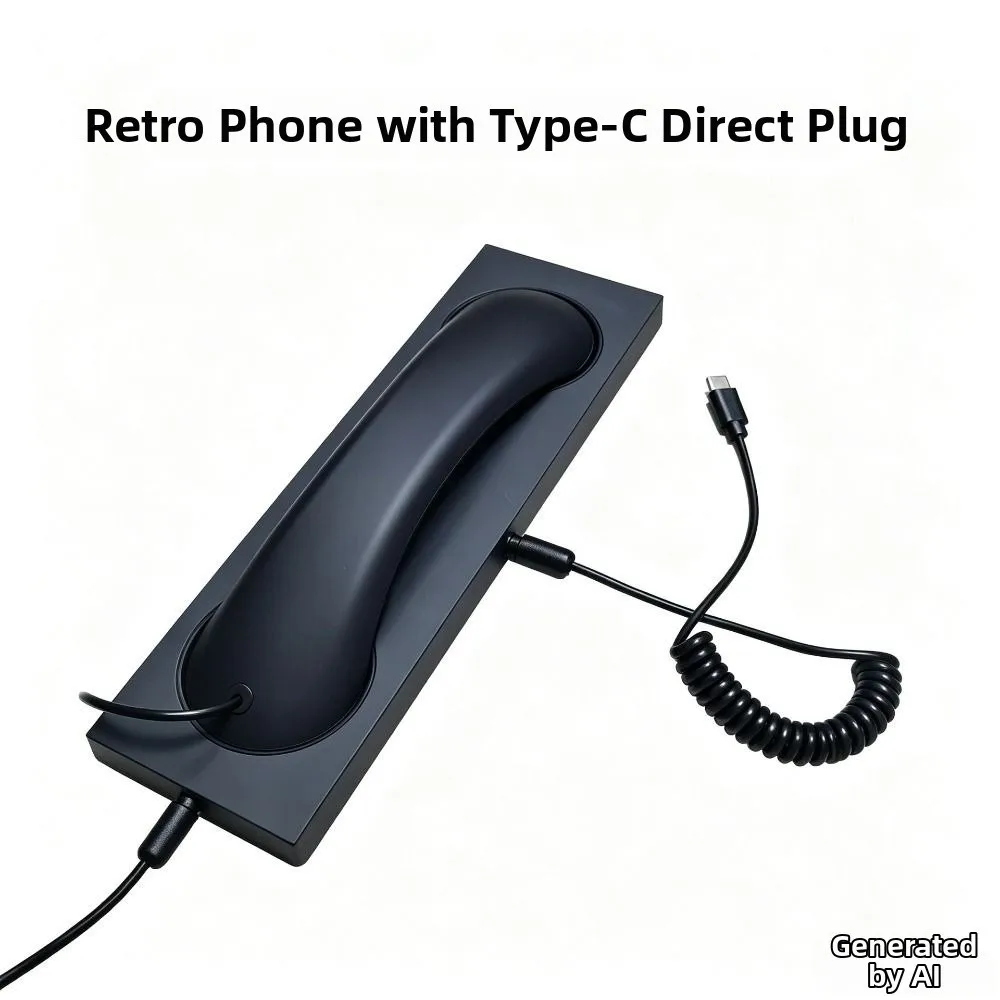 High Quality with Microphone Phone Handset Telephone Style Type-C Landline Handle Receiver Tangle Free Wire Telephone Handset