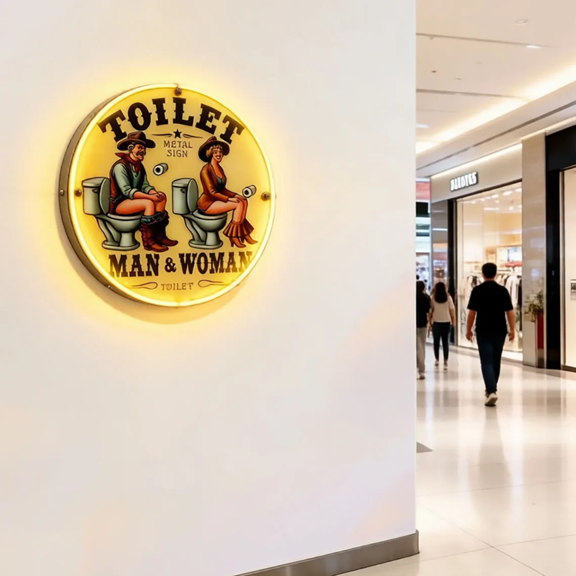 Vintage Toilet Neon Sign WC Restroom Symbol Sign Shopping Mall Bar Shop Restaurant Wall Decor WC Neon Art