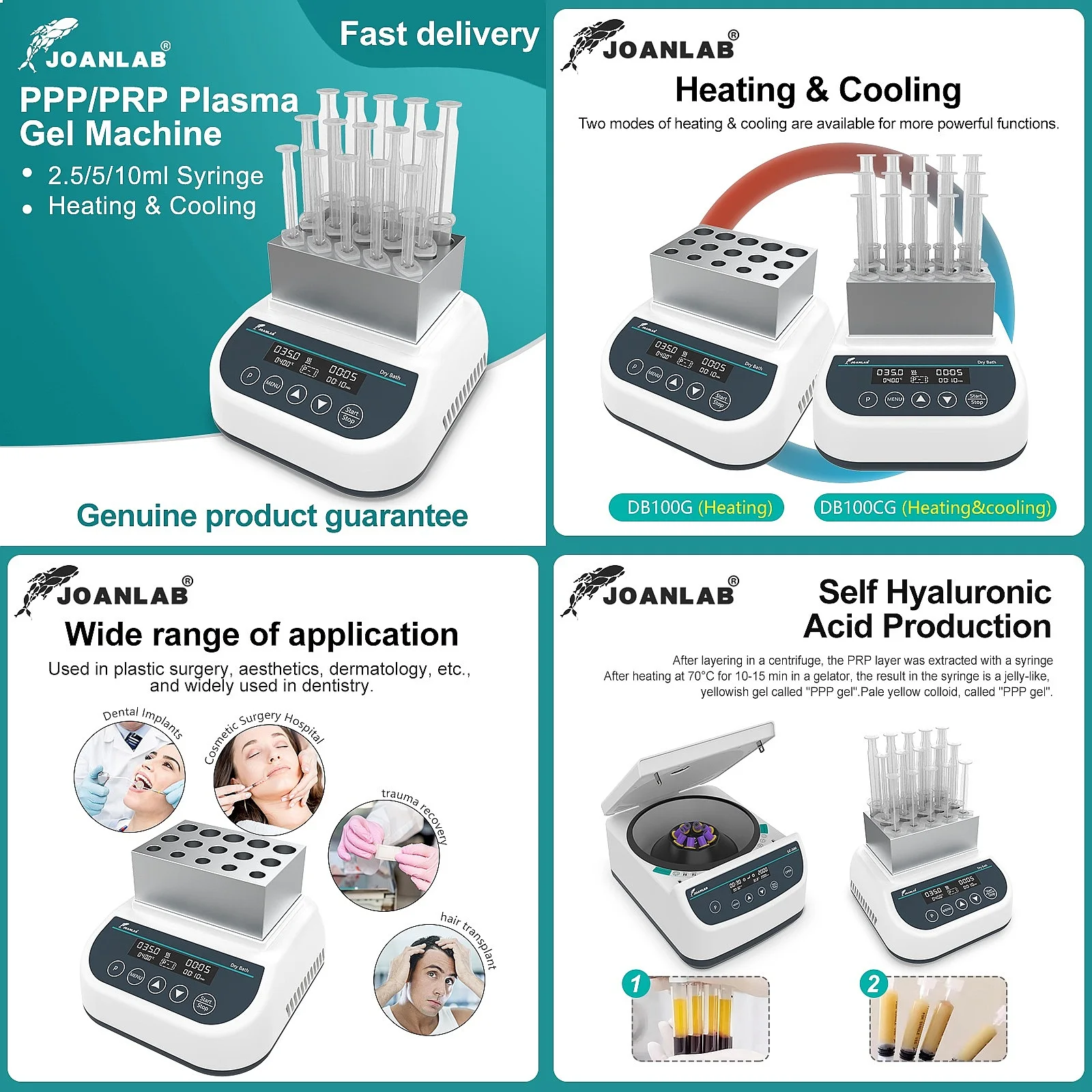 Plasma Gel Machine Portable PRP Heating Gel Maker Bio Filler for 2.5/5/10ml Syringe Beauty DB100G