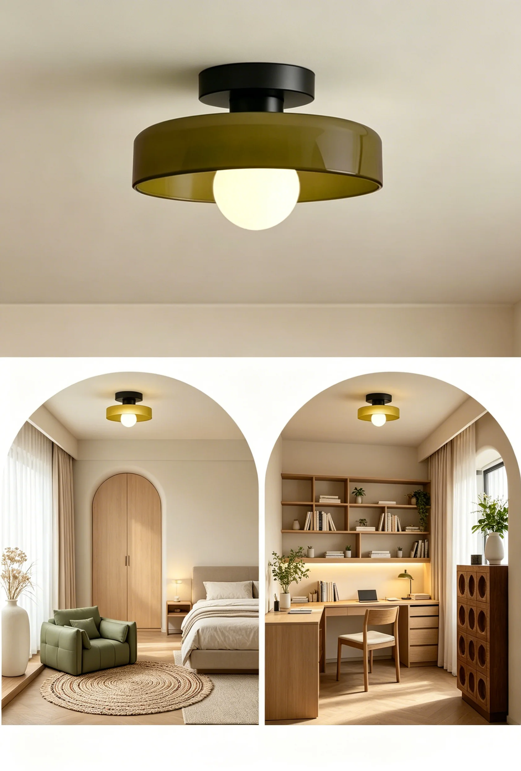 Nordic Vintage Glass Ceiling Light Source Wall Lamp for Home Decor Entryway Hallway Living Room Bedroom 25cm Glass Fixture
