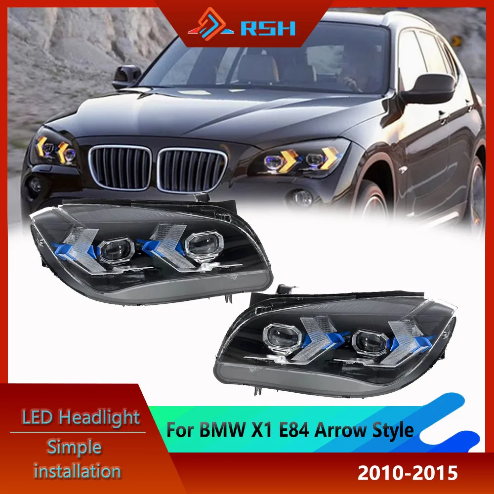 

Автомобильная фара для BMW X1 E84 2010-2015, модифицированный стиль стрелки, указатель поворота, светодиодные дневные ходовые огни, автомобильные аксессуары