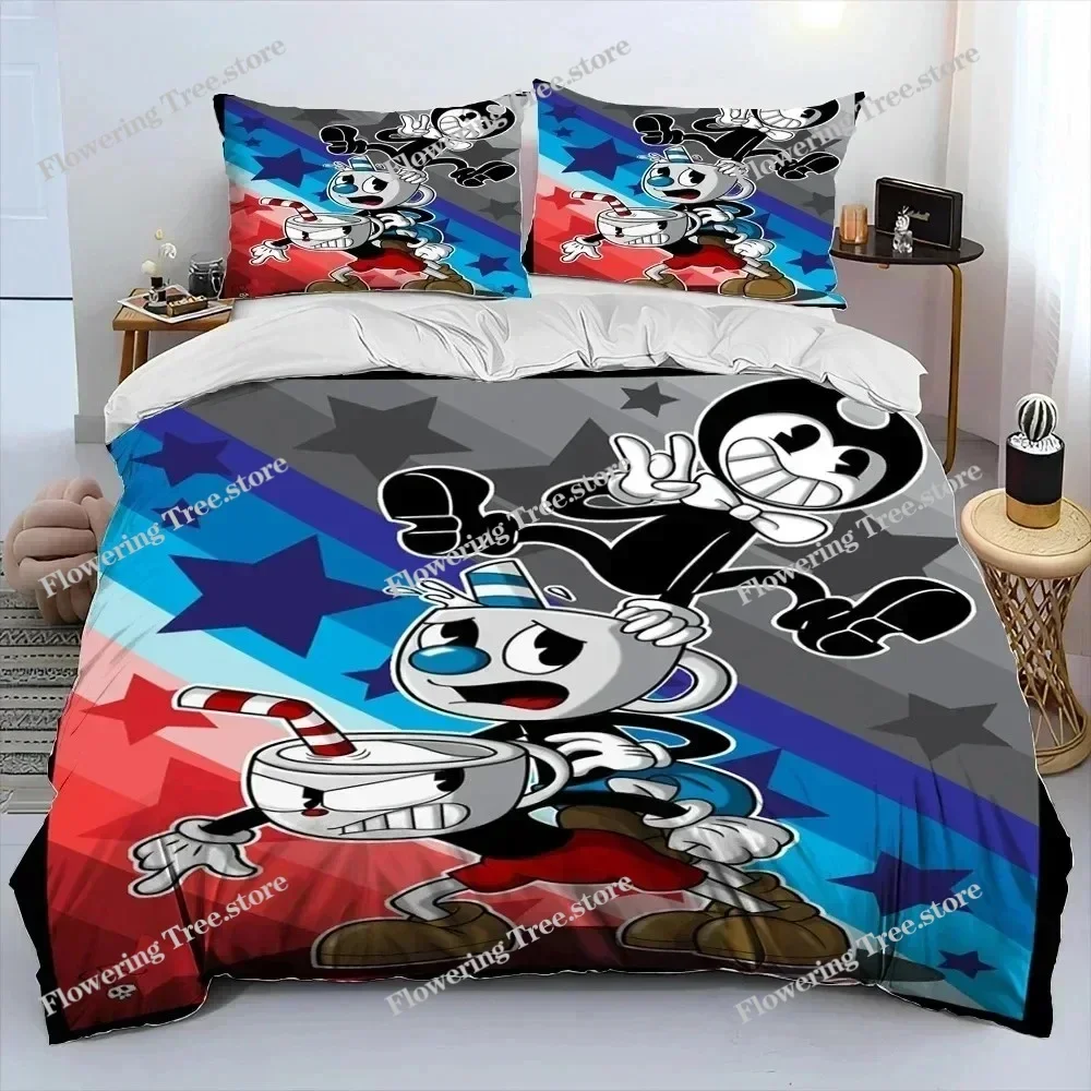 3D Print Game Cuphead Mugman Bedding Set Duvet Cover Bed Set Quilt Cover Pillowcase Comforter king Queen Size Boys Adult029