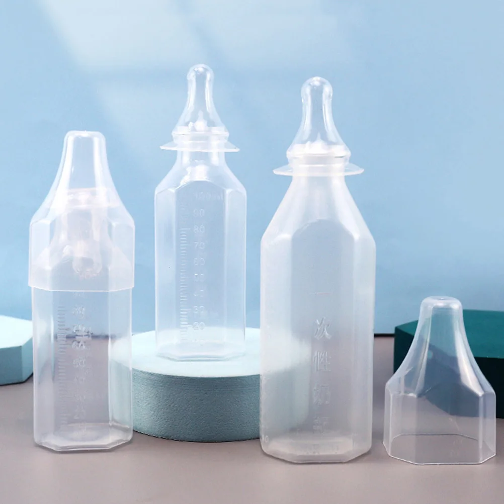 

5set Disposable Milk Bottles 100ml Standard Mouth for Newborn Baby Feeder with Scale Portable Travel Friendly Nursing Bottle