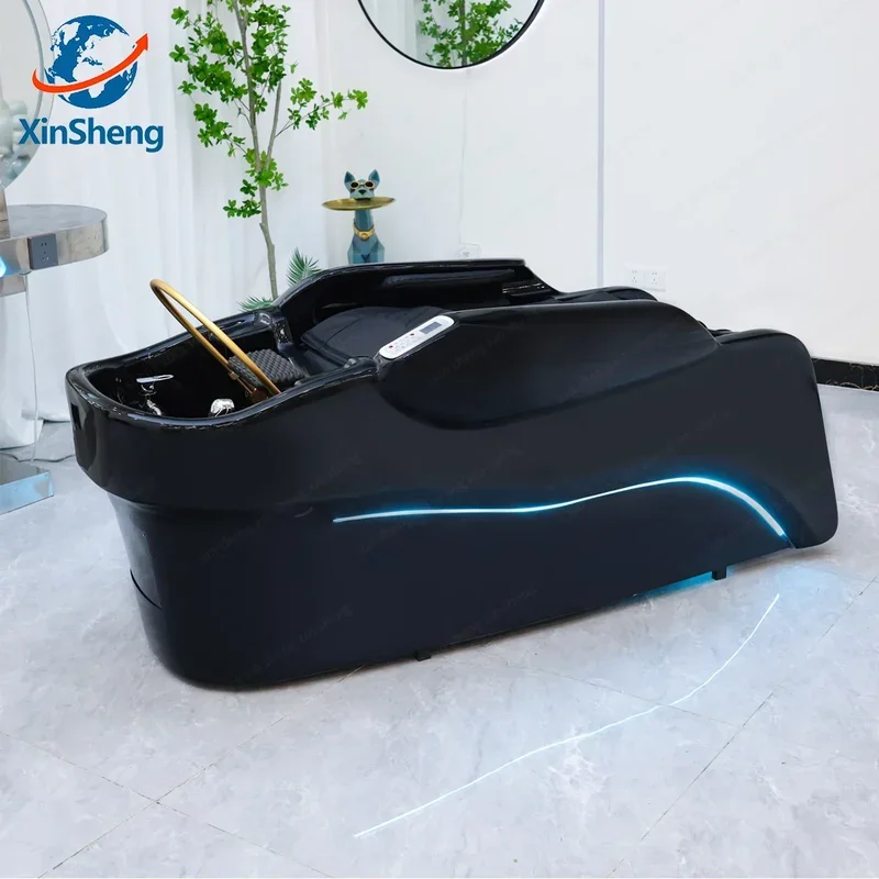 현대적인 디자인 일본식 헤드 스파 샴푸 의자 및 이발소 살롱용 세라믹 세면대 및 싱크대가 있는 마사지 침대