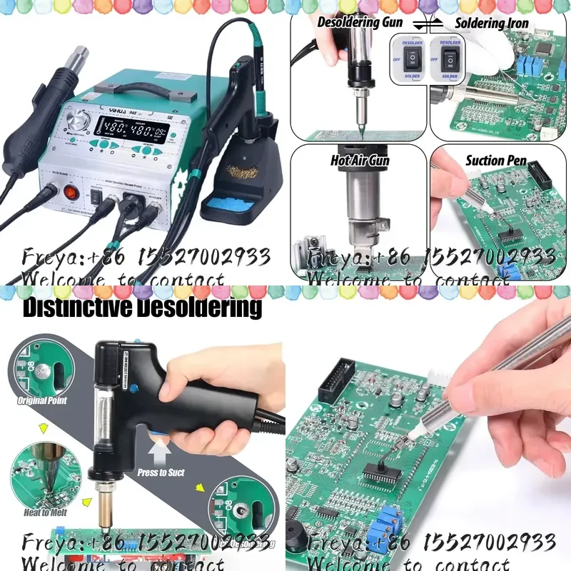 YIHUA 948-II Suction Tin Desoldering Station Hot Air Soldering Iron Suction Pen 4 in 1 Intelligent Soldering Station