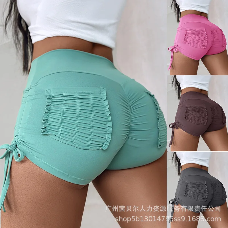 

High Waist Shorts Women Sexy Pants Bodycon Short Pant Tracksuit Drawstring Pleated Elegant Splice Trousers Sports Summer 2024