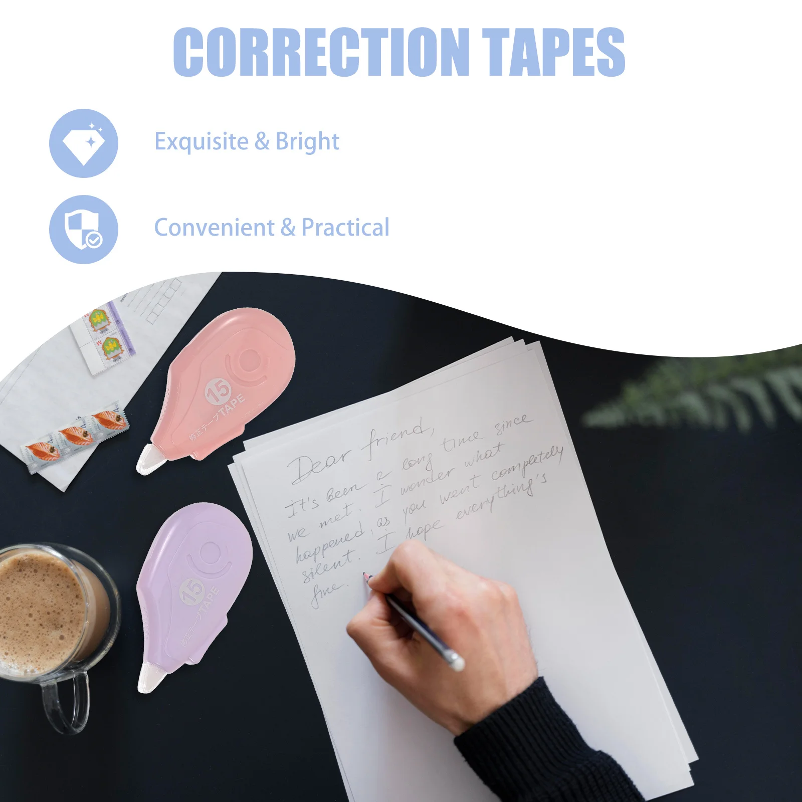 

6pcs Correction Tape Color Grip Applicator For Office School Stationery Supplies Adhesive Correction Tapes Students