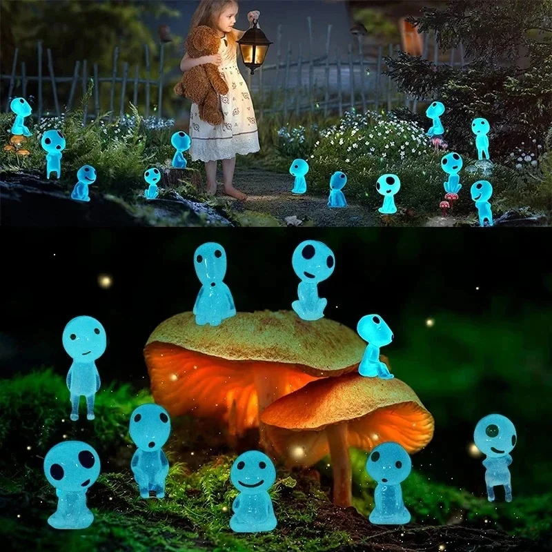 10-40pcs Luminous Elves Cute Fairy Figures Fish Tank Decor Kodama Glow In The Dark Figures Resin Micro Landscape Figure