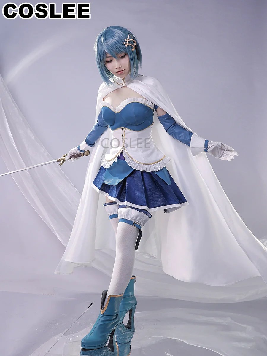 COSLEE Miki Sayaka Cosplay Costume Amine Puella Magi Madoka Magica Women Lovely Gorgeous Dress Uniform Clothing Halloween Party