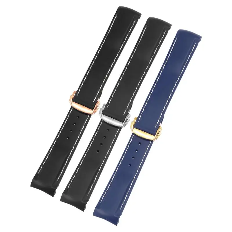 

YOPO Selected Quality Rubber WatchStrap Suitable For300 / 600 Arc Mouth Waterproof Silicone Folding Buckle Watchband Men's22mm