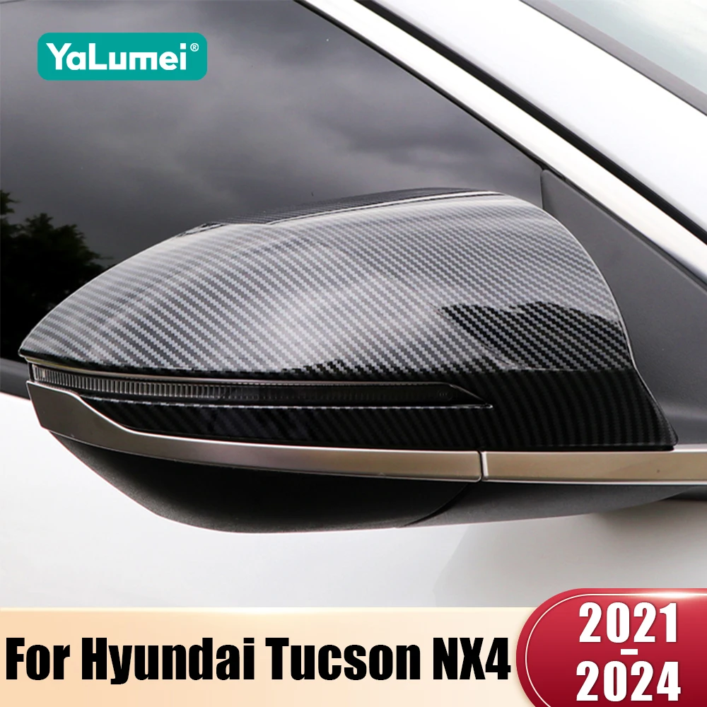 Für Hyundai Tucson NX4 2021 2022 2023 2024 Hybrid N Linie ABS Carbon Auto Seite Rückspiegel Kappe Abdeckung Shell trim Fall Aufkleber