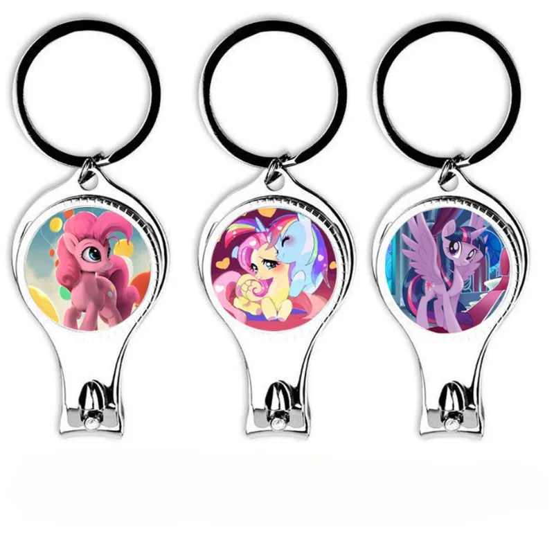 My Little Pony Twilight Sparkle Pinkie Pie Cartoon Beautiful Nail Clippers Keychain Nail Clipper Scissors Nail Art Bottle Opener