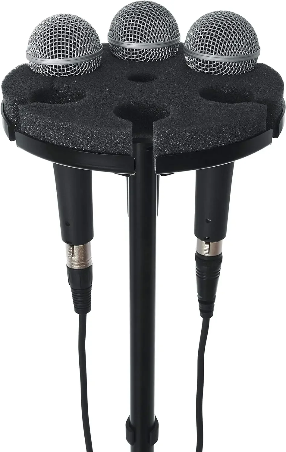 Multi-Mikrofonhalter für bis zu 7 Mikrofone. Quadratischer Tabletthalter. 7 Mikrofonhalterstange aus Metall, 6-in-1-Schaumstoff-Windschutzscheibe mit 7 Kabelständer – Detail 6